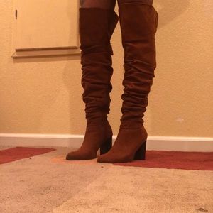 Tall low brown heel
